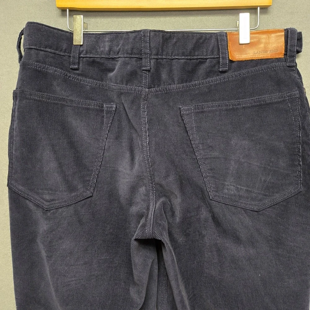 Lands' End‎ Mens Navy Blue Corduroy Pants Comfort Waist Traditional 5-Pocket 36